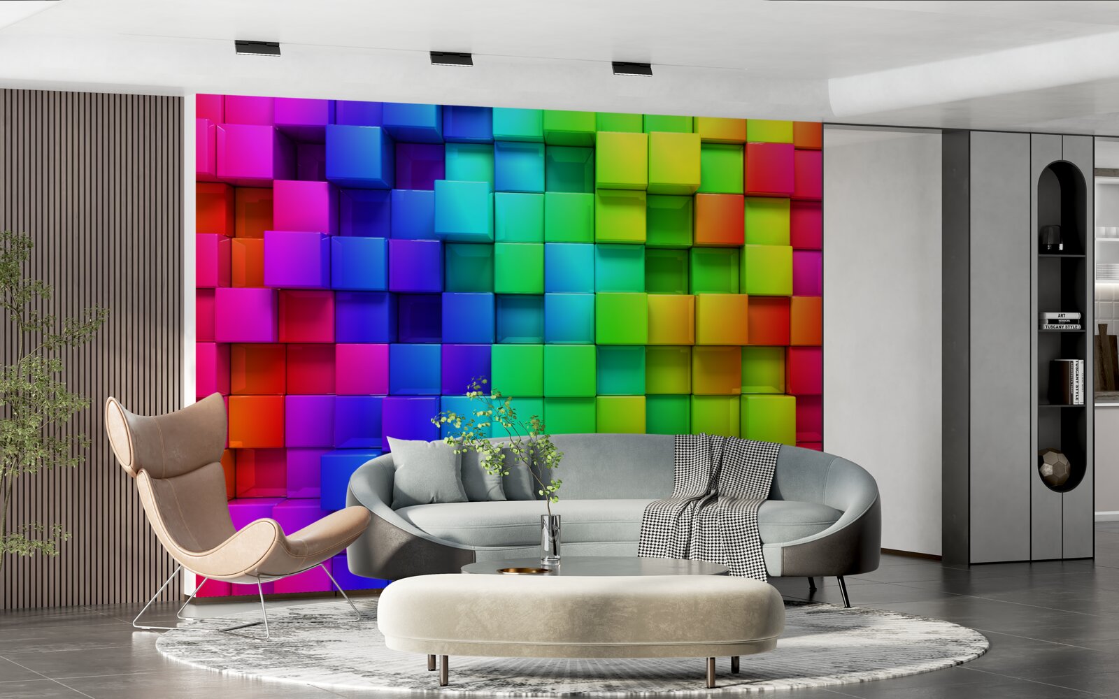 Фотошпалери 3d кубики в насичених кольорах