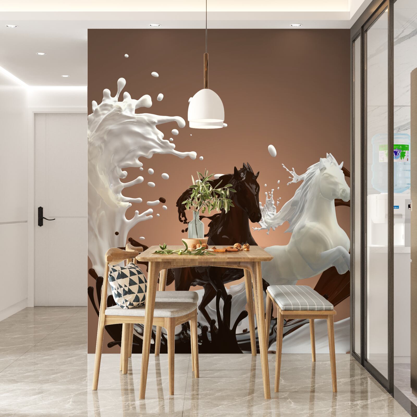 Фотошпалери водозабір у вигляді коней, що біжать