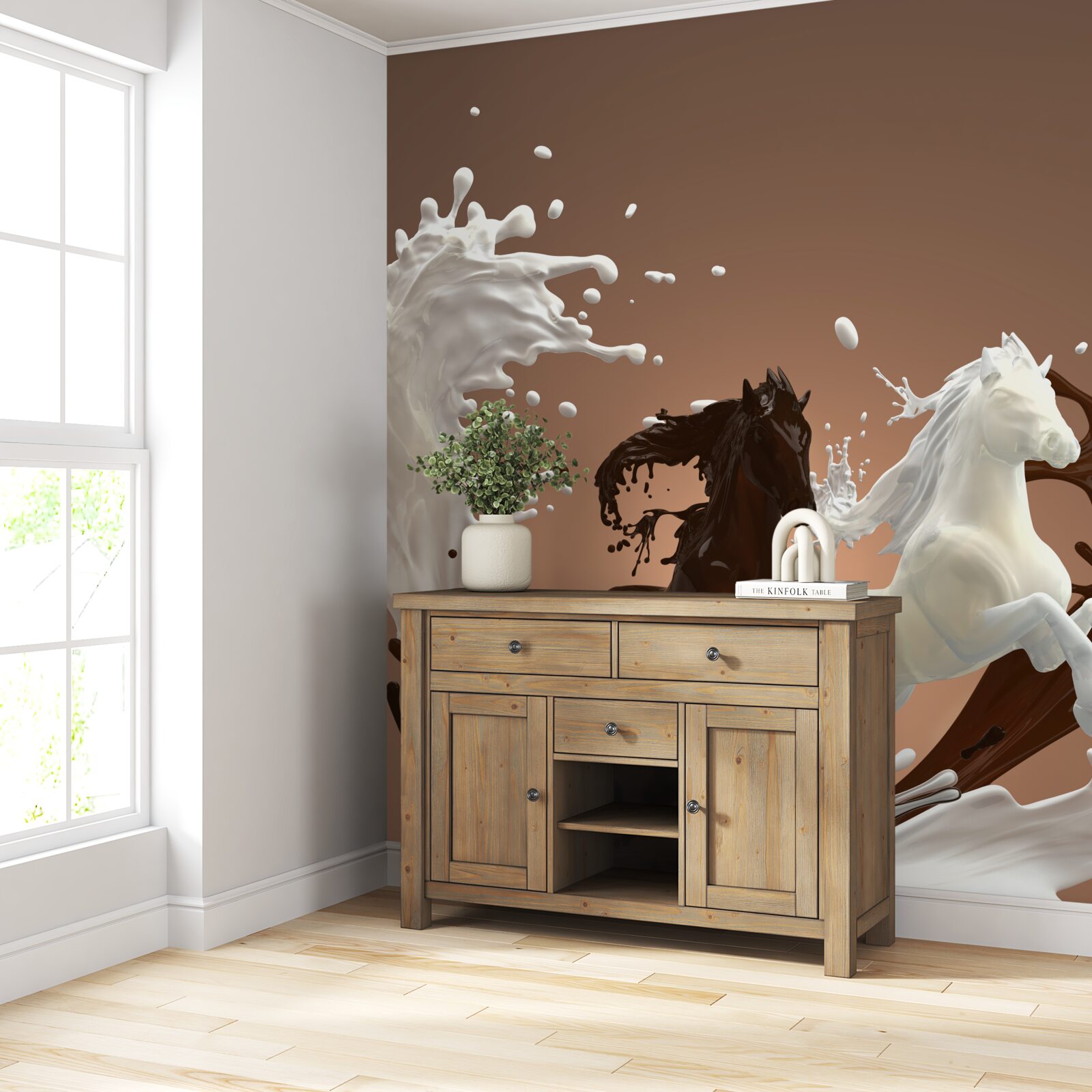 Фотошпалери водозабір у вигляді коней, що біжать