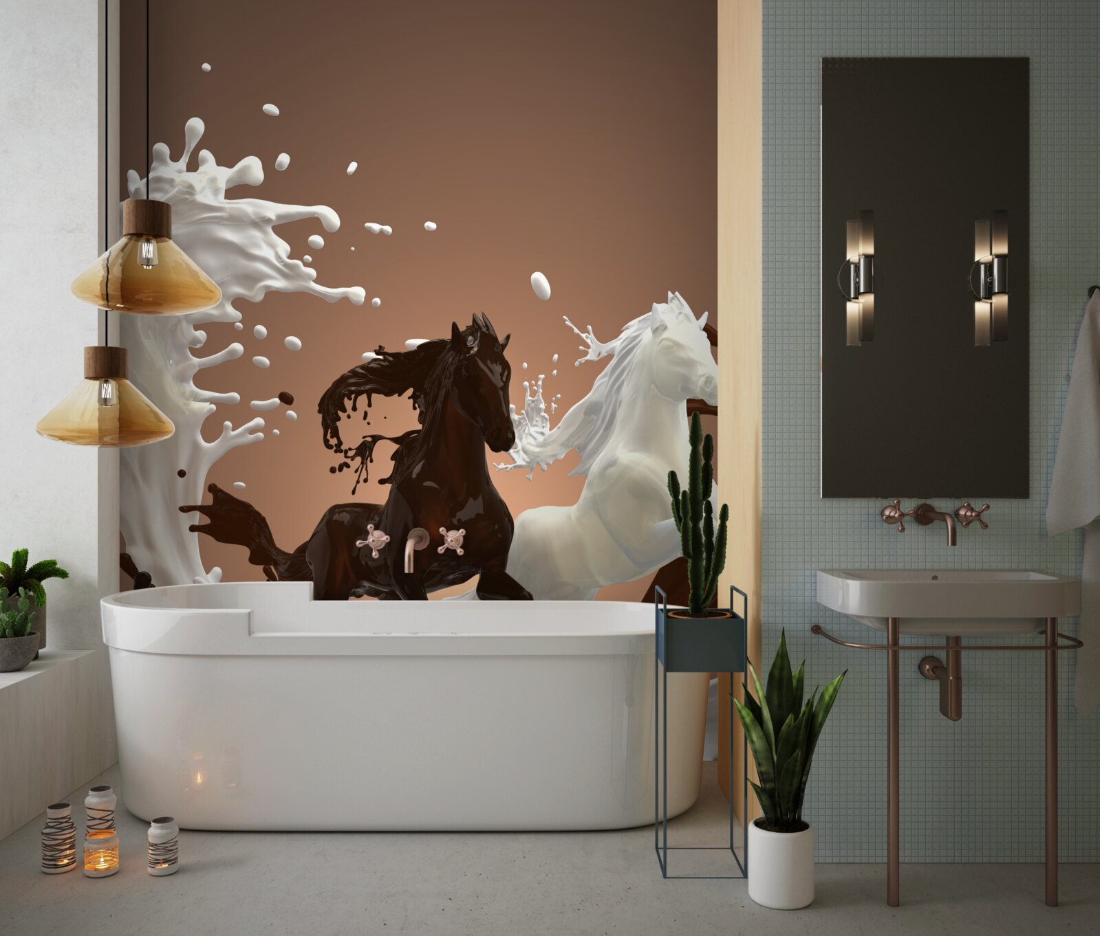 Фотошпалери водозабір у вигляді коней, що біжать