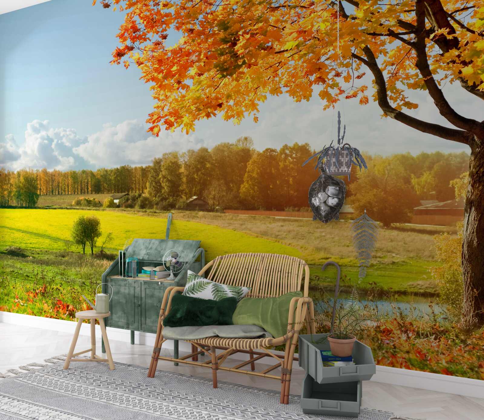 Фотошпалери яскравий осінній день, оповитий золотою красою