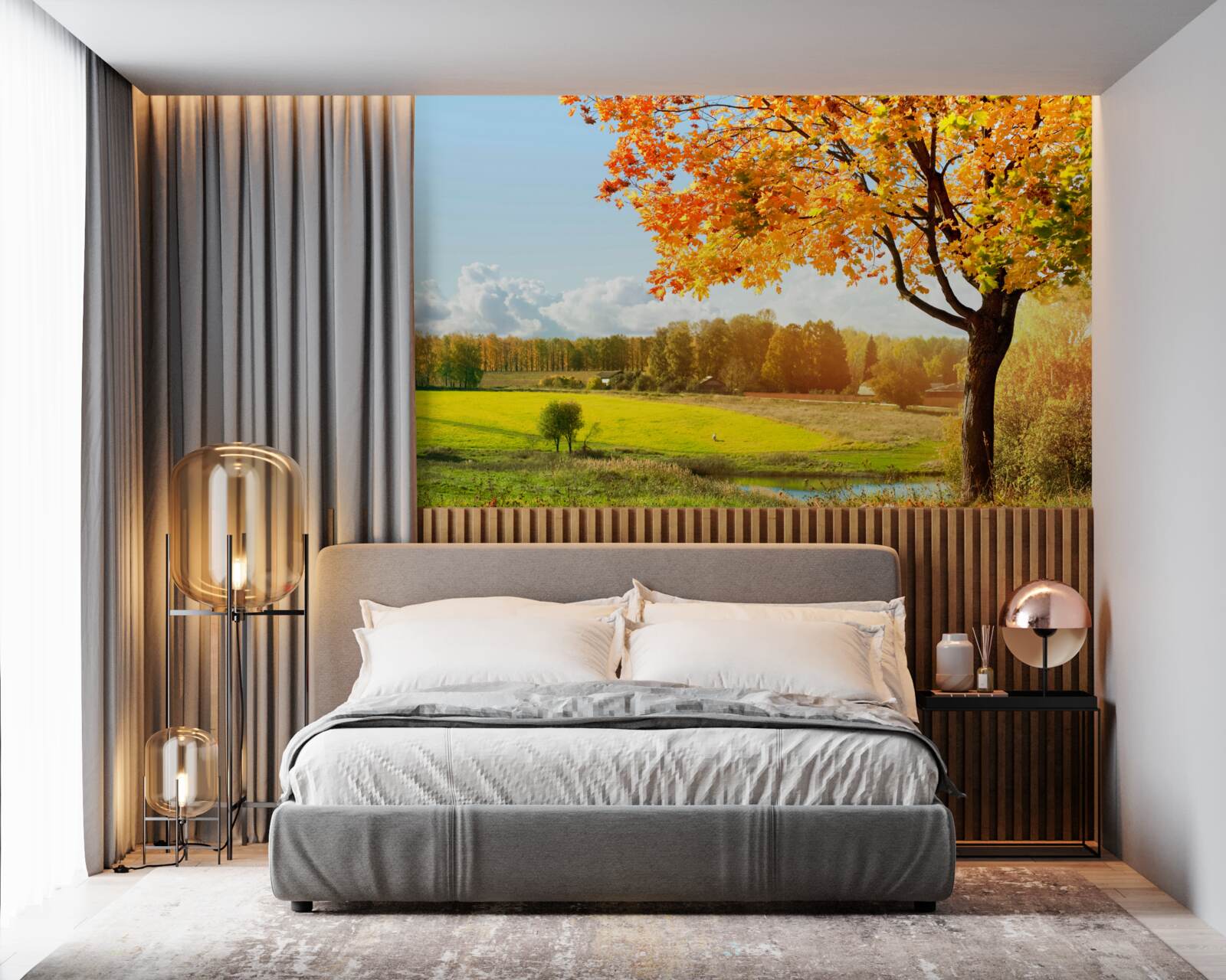 Фотошпалери яскравий осінній день, оповитий золотою красою