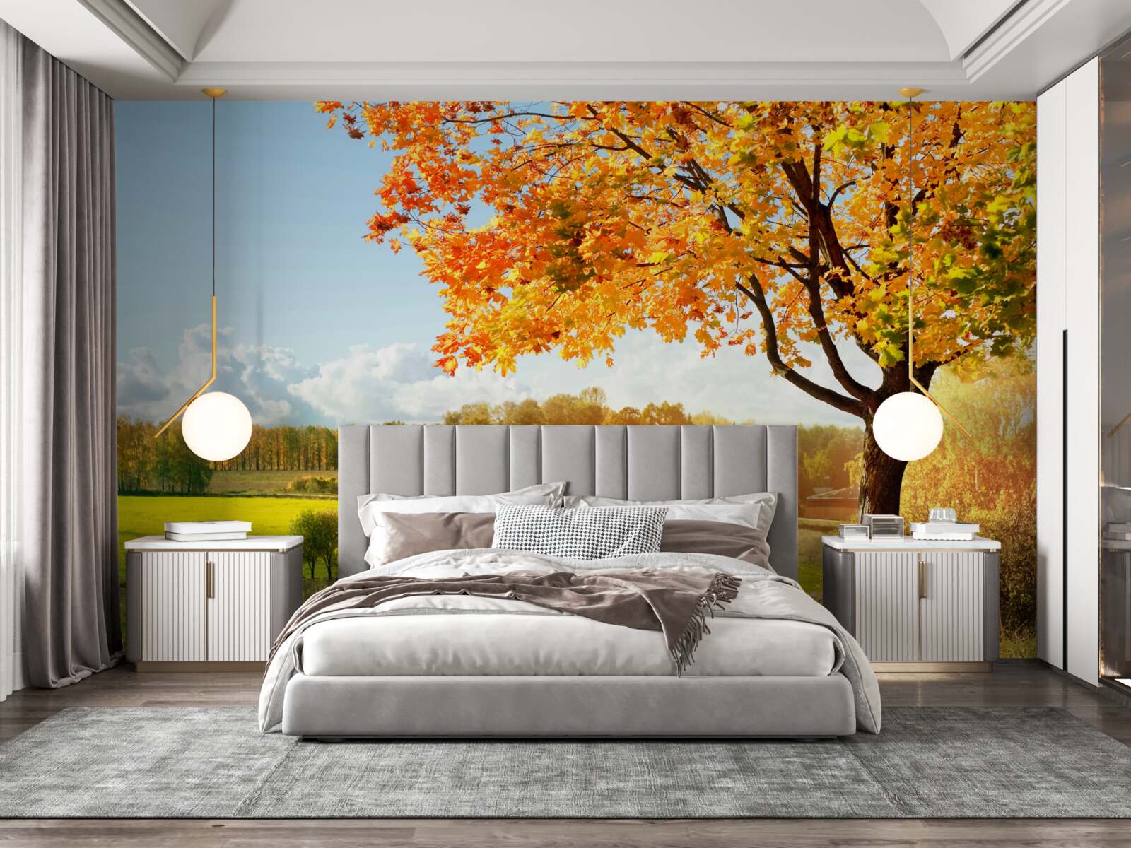 Фотошпалери яскравий осінній день, оповитий золотою красою