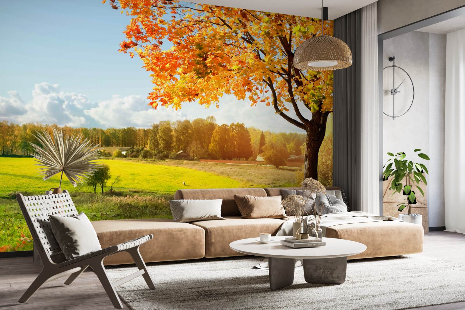 Фотошпалери яскравий осінній день, оповитий золотою красою