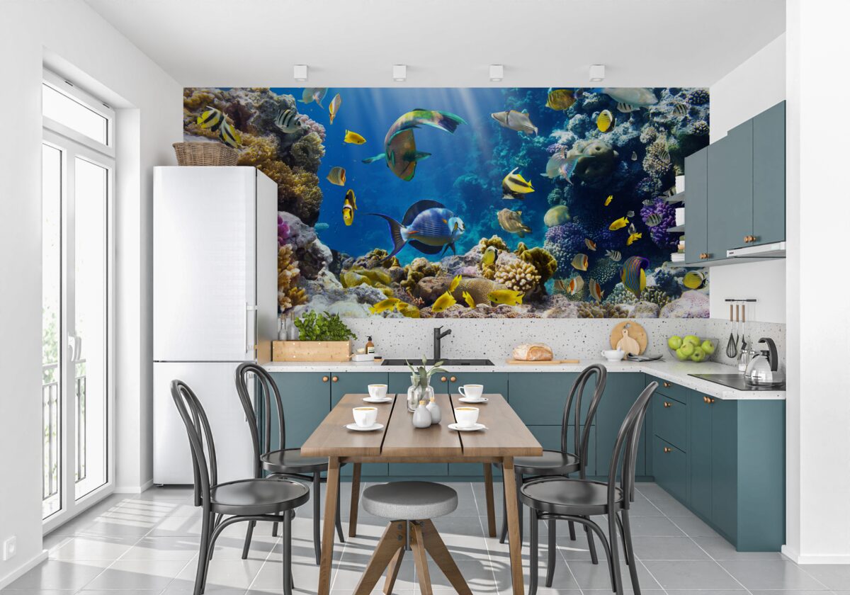 Фотошпалери яскраві рибки та підводні рослини
