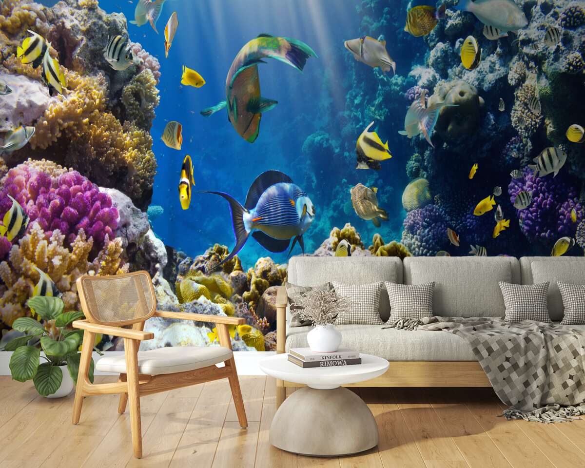 Фотошпалери яскраві рибки та підводні рослини