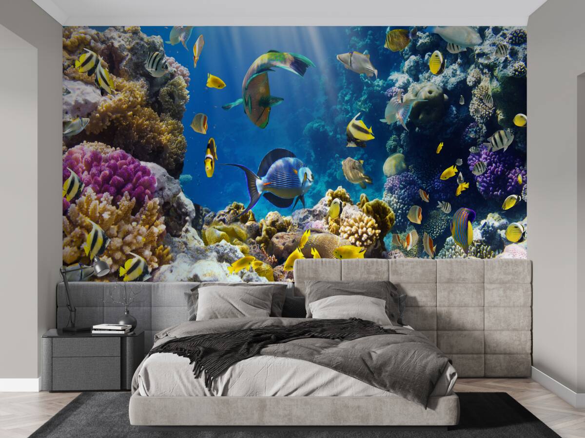 Фотошпалери яскраві рибки та підводні рослини