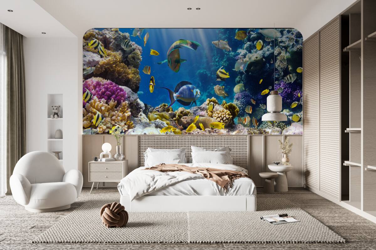 Фотошпалери яскраві рибки та підводні рослини