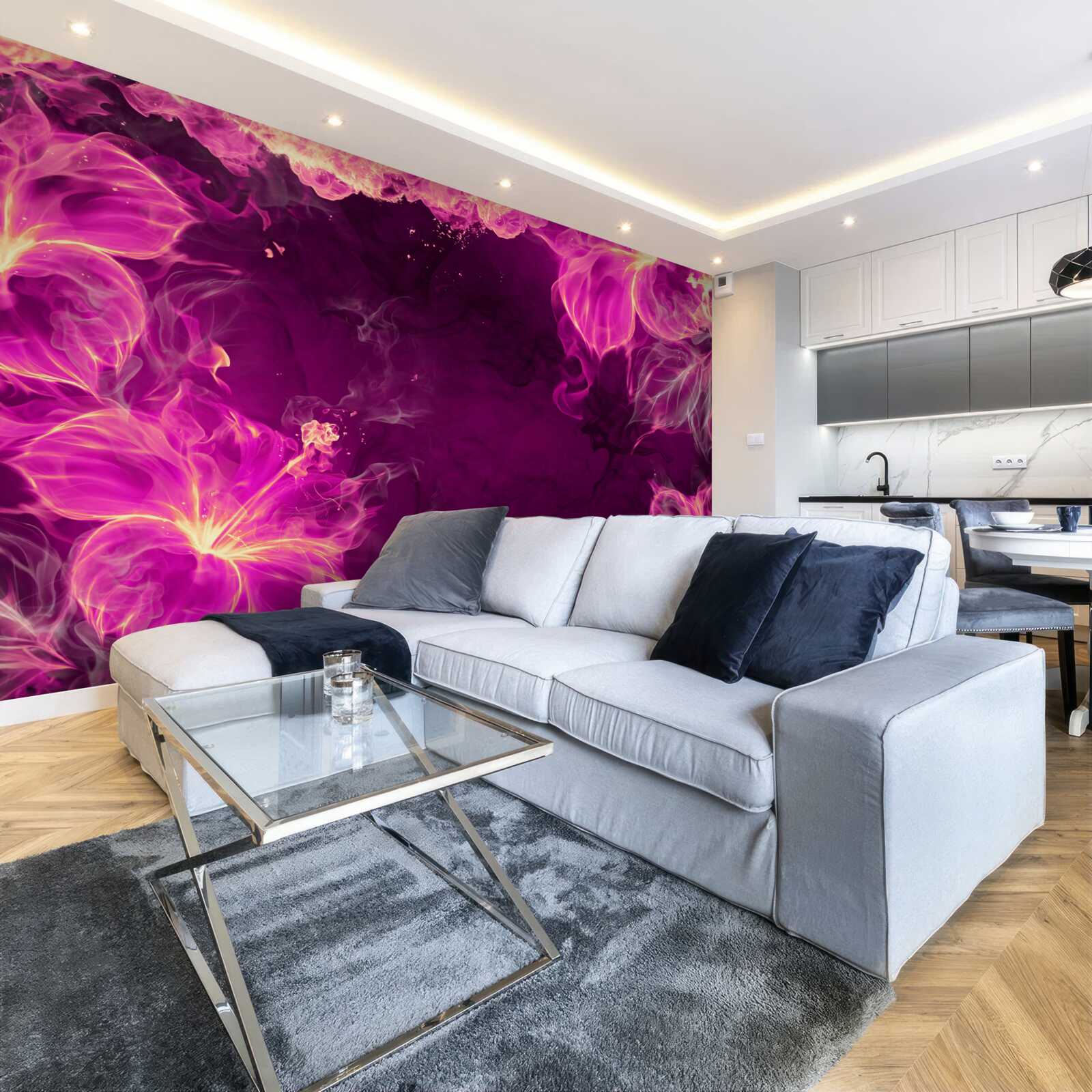 Фотошпалери бузкові бутони квітів в абстрактній формі