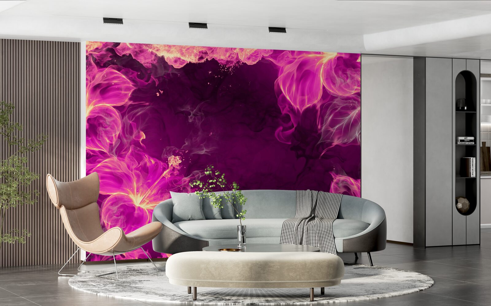 Фотошпалери бузкові бутони квітів в абстрактній формі