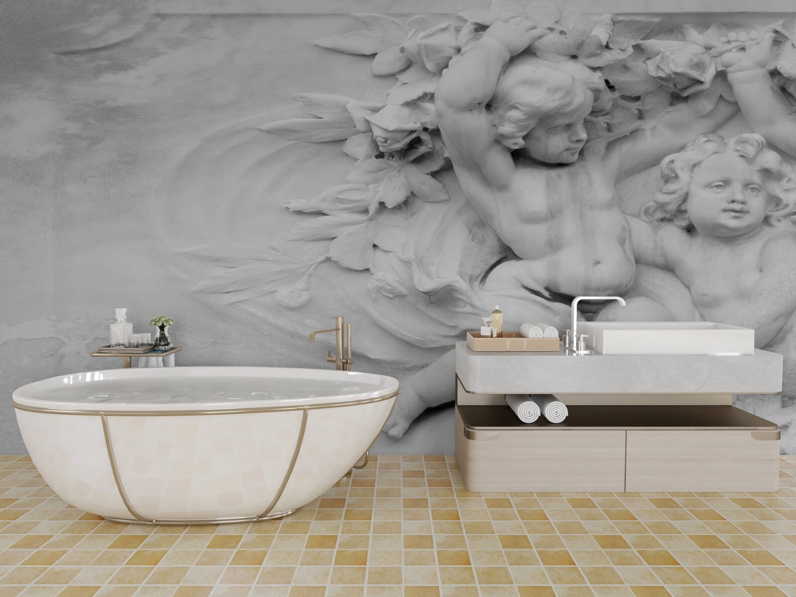 Фотошпалери скульптура хлопчиків-янголят