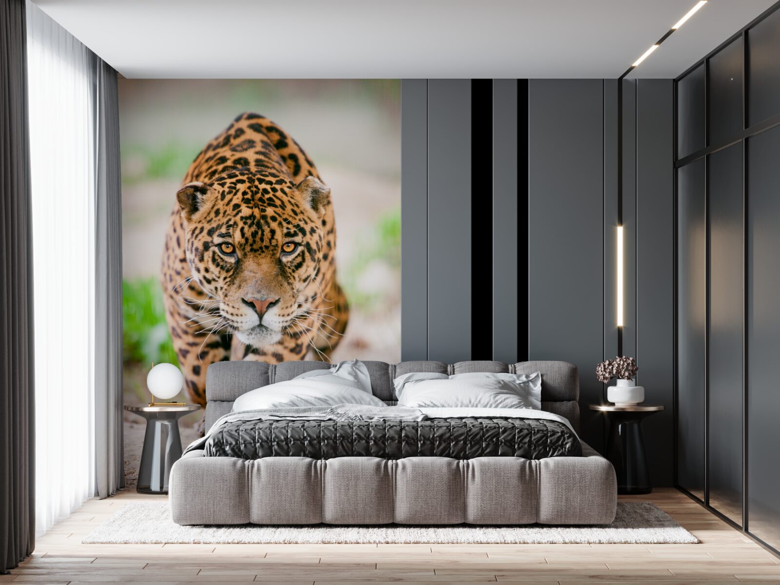 Фотошпалери леопард, що причаївся, з бурштиновими очима