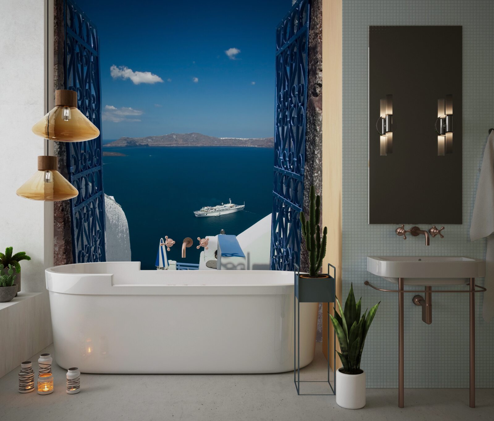 Фотошпалери сходи, що спускаються до моря на кіпрі