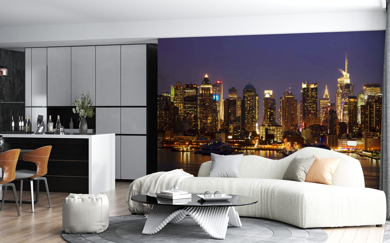 Фотошпалери нічне місто у світлі хмарочосів