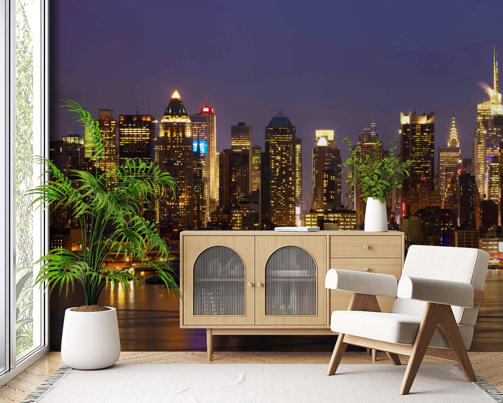 Фотошпалери нічне місто у світлі хмарочосів