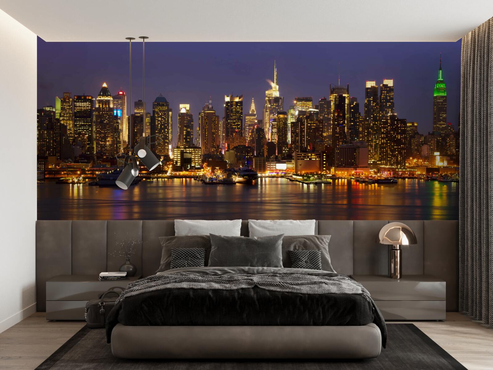 Фотошпалери нічне місто у світлі хмарочосів