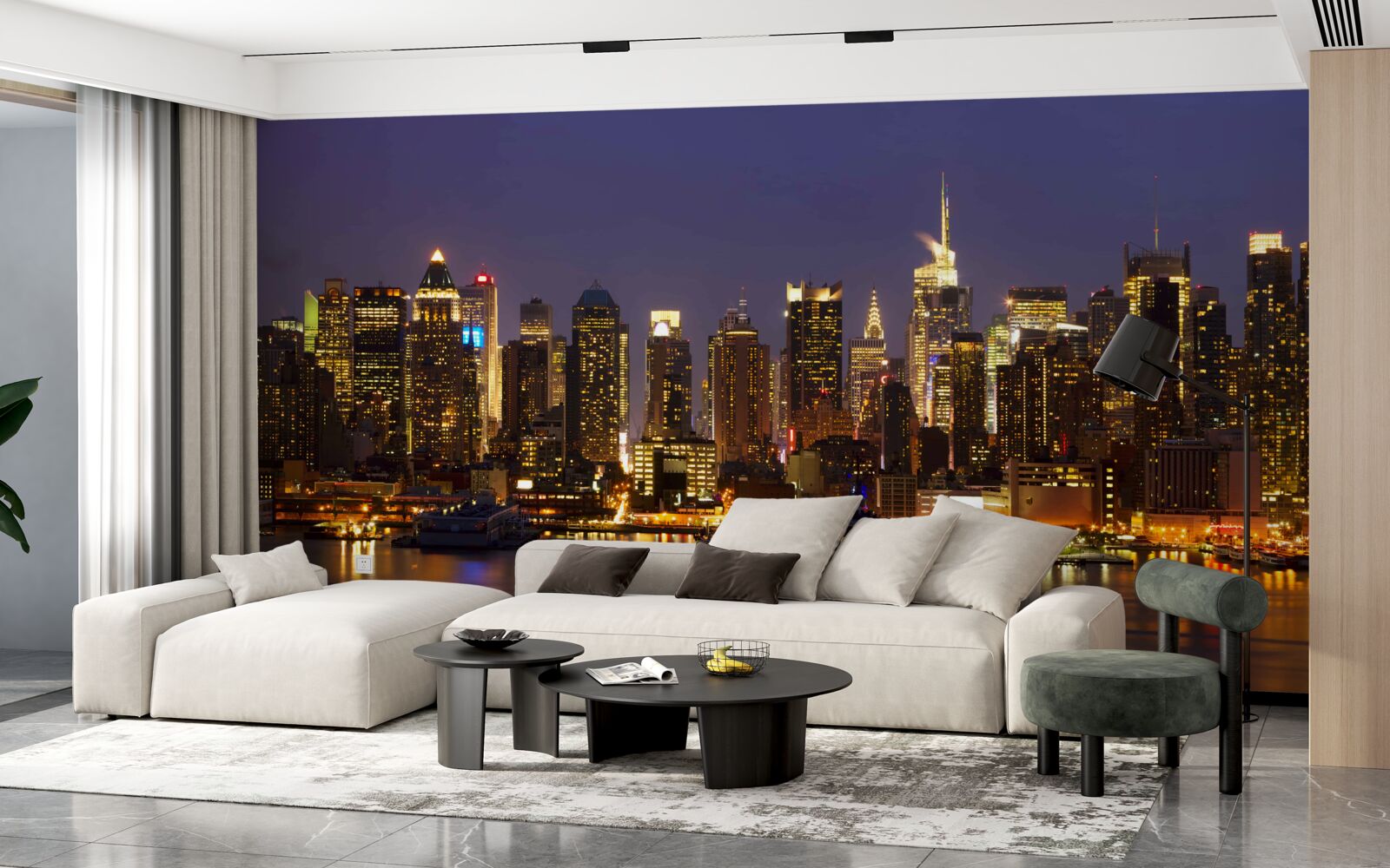 Фотошпалери нічне місто у світлі хмарочосів