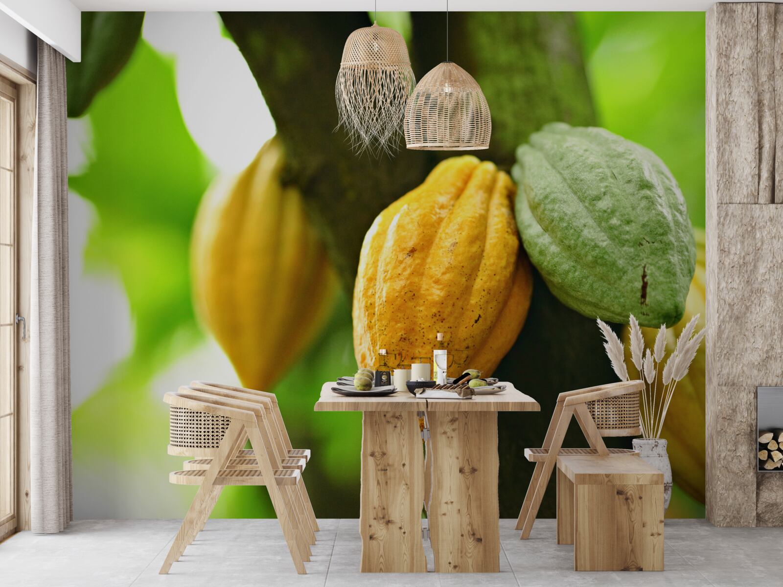 Фотошпалери стиглі какао-боби на дереві