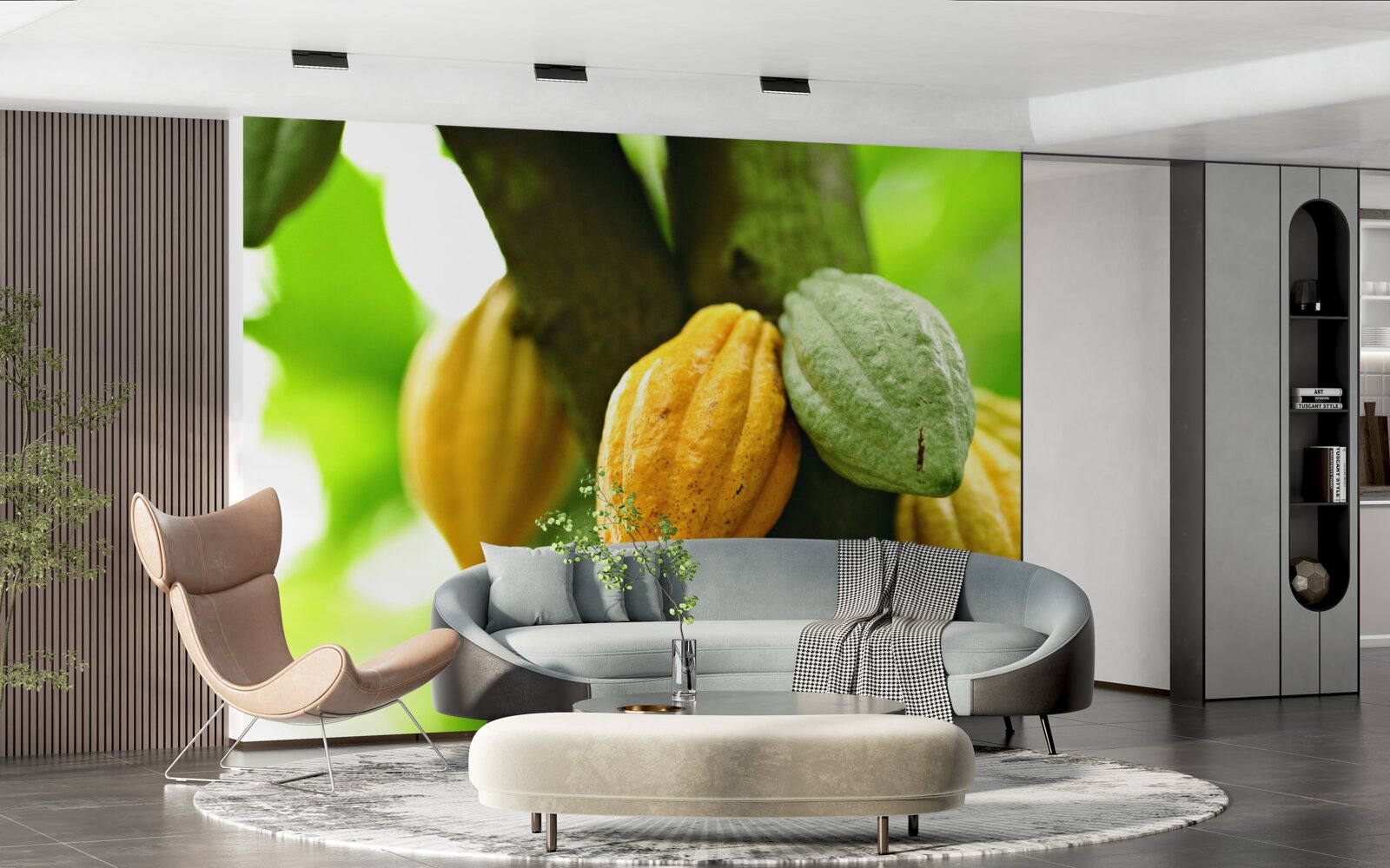 Фотошпалери стиглі какао-боби на дереві