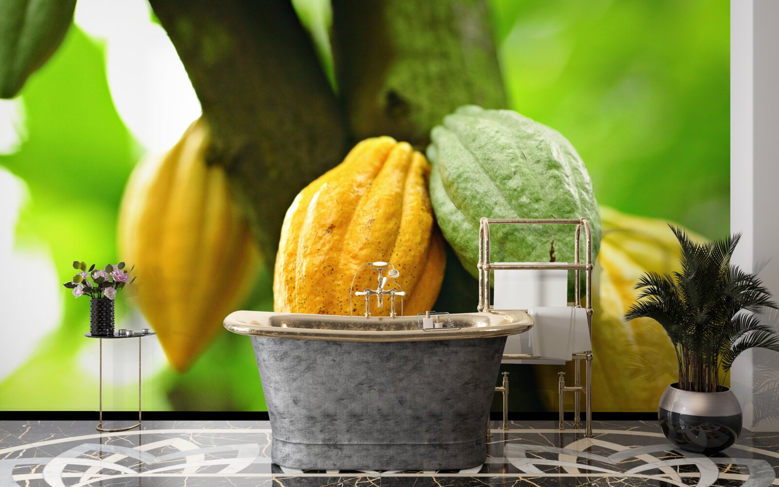 Фотошпалери стиглі какао-боби на дереві