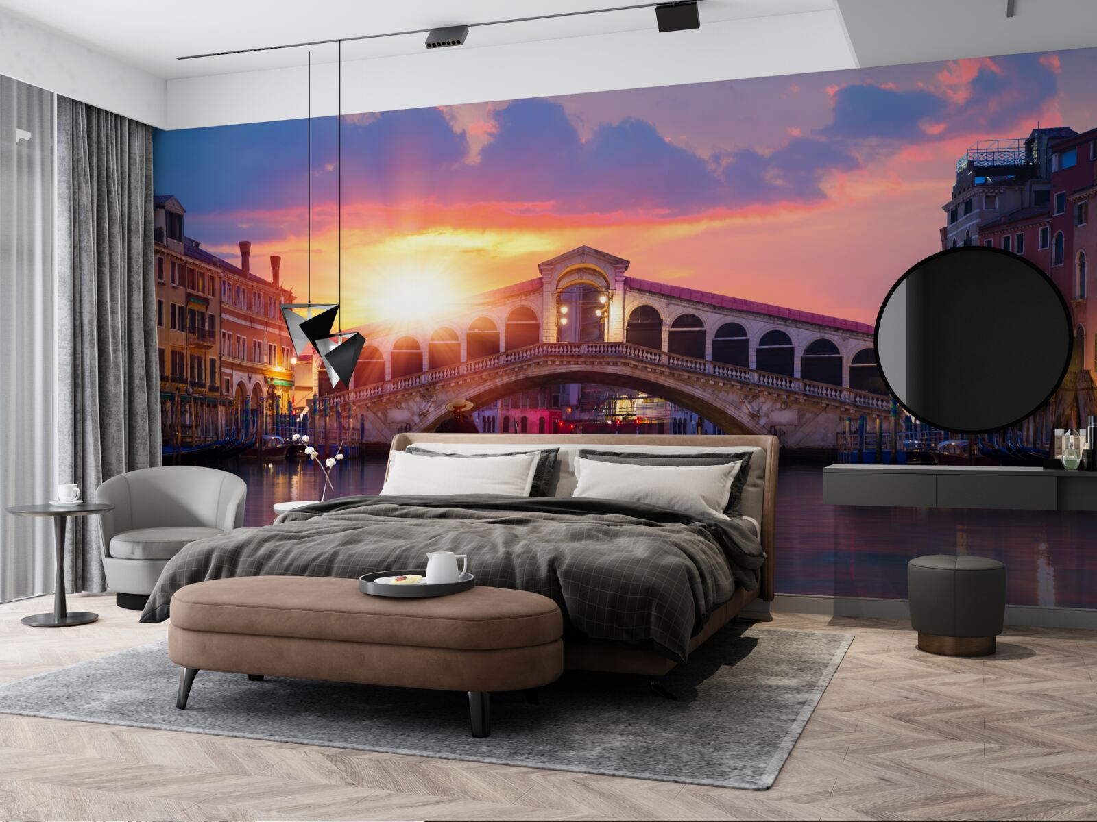 Фотошпалери у венеції сонце зникає за обрієм