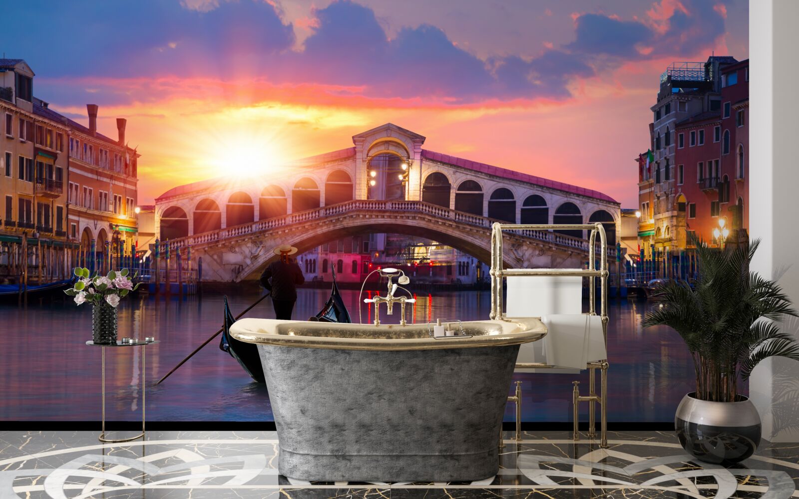 Фотошпалери у венеції сонце зникає за обрієм