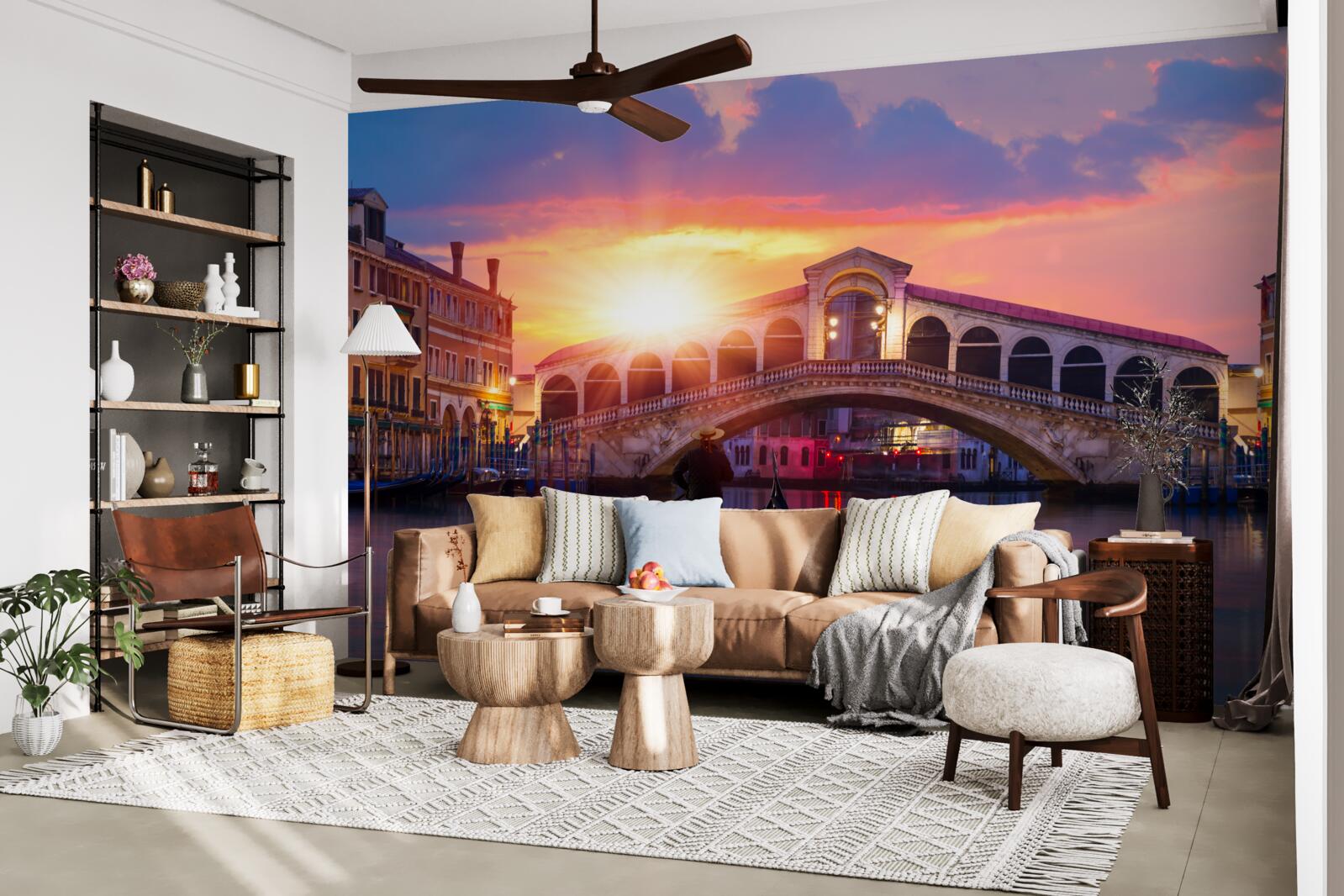 Фотошпалери у венеції сонце зникає за обрієм