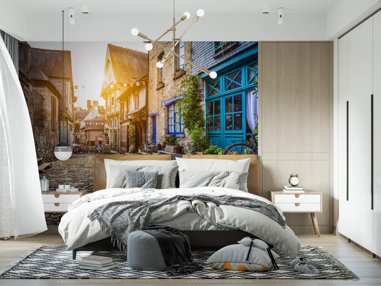 Фотошпалери яскравий ранок у стародавньому поселенні