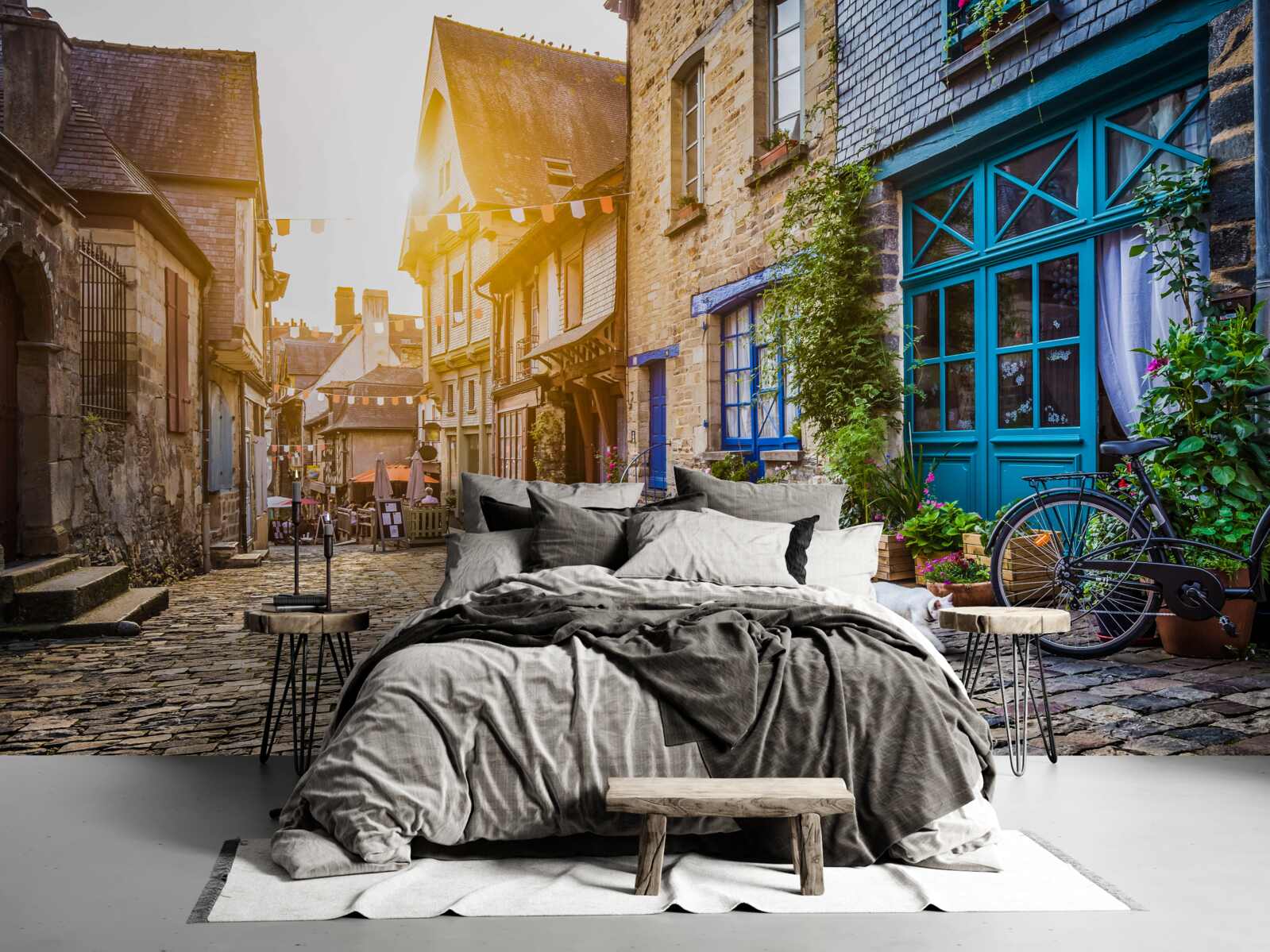 Фотошпалери яскравий ранок у стародавньому поселенні