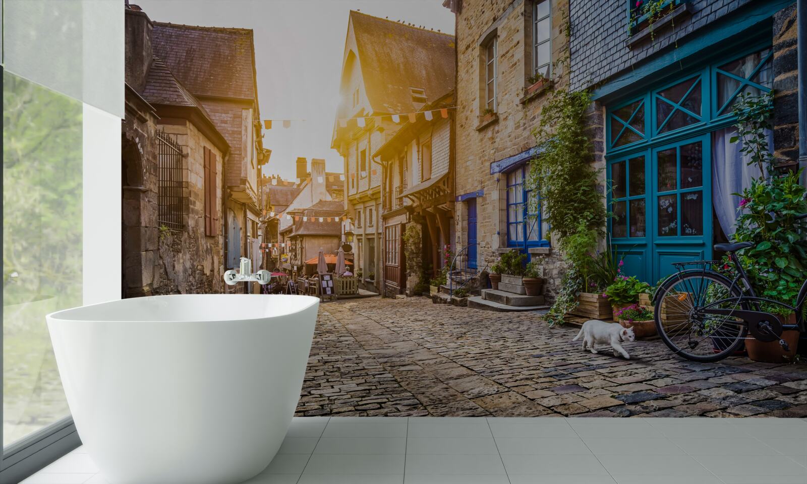 Фотошпалери яскравий ранок у стародавньому поселенні