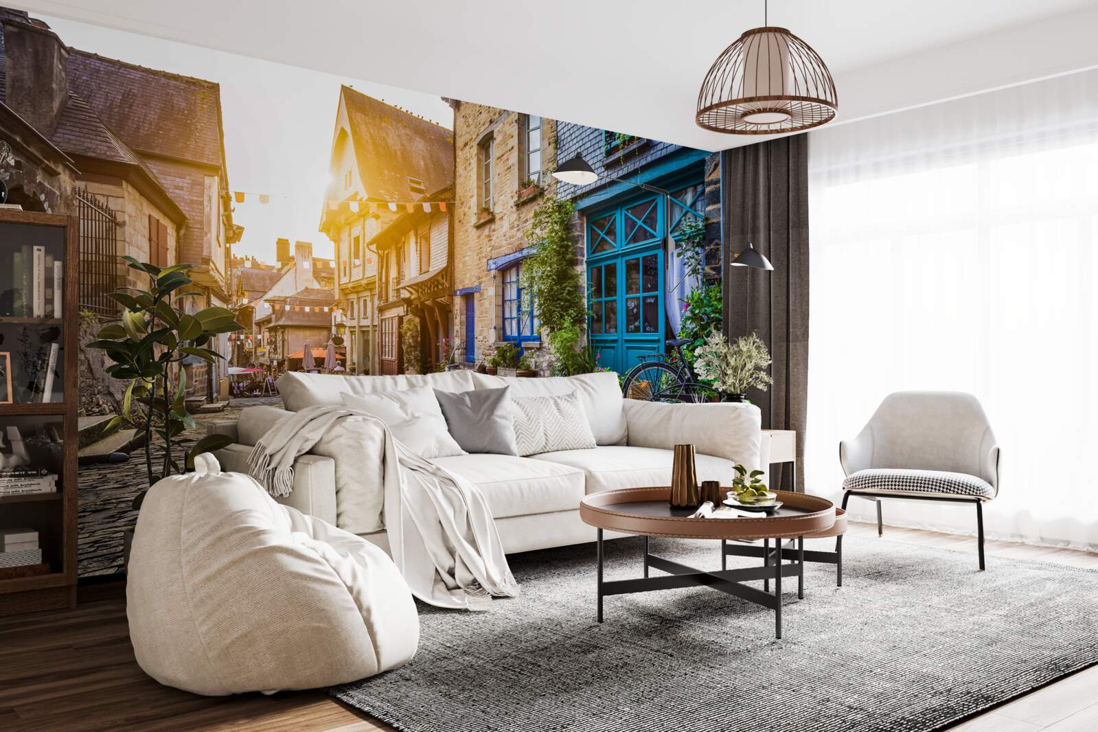 Фотошпалери яскравий ранок у стародавньому поселенні