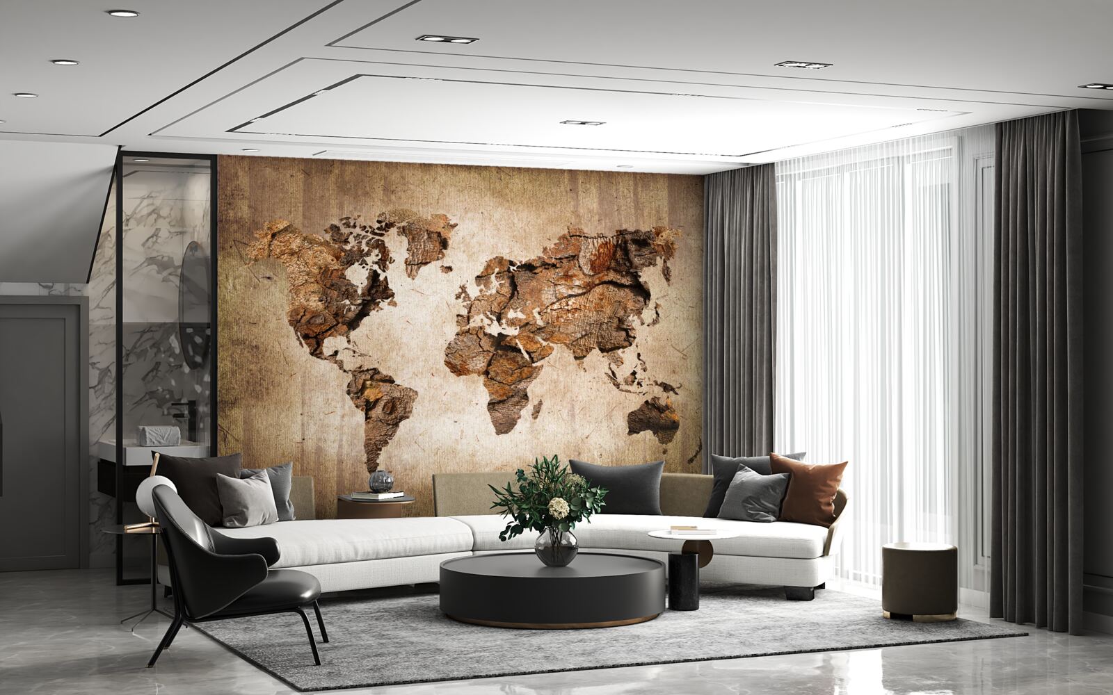 Фотошпалери карта світу із зазначенням висоти гір