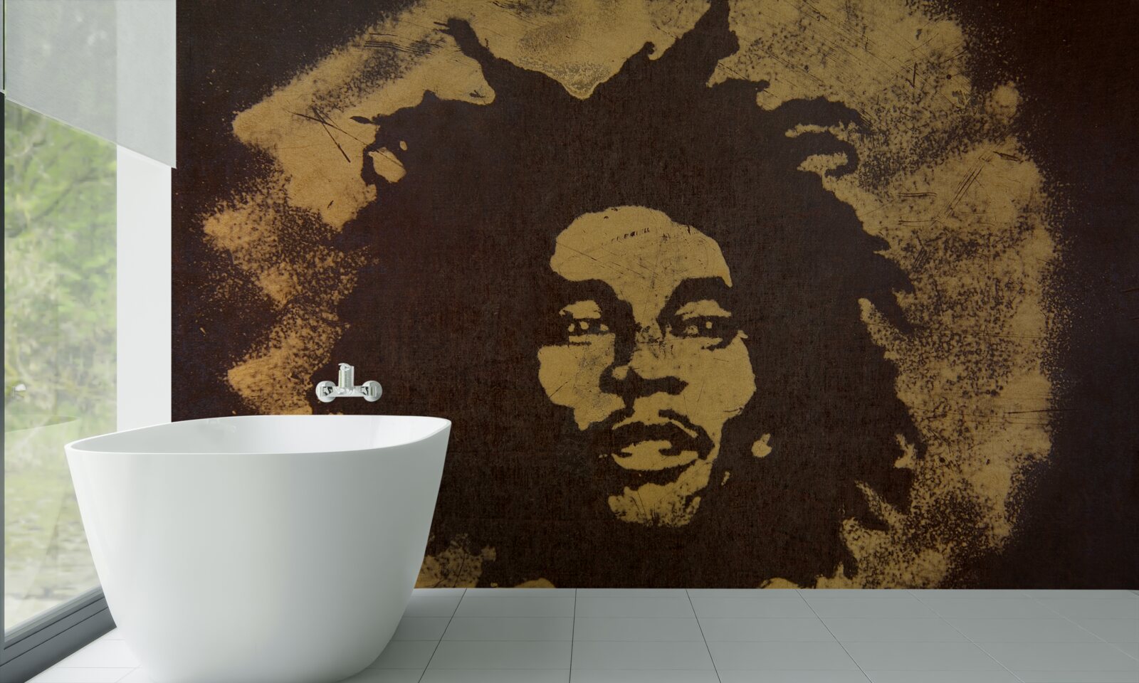 Фотошпалери чоловік з африканською зачіскою сидить на піску