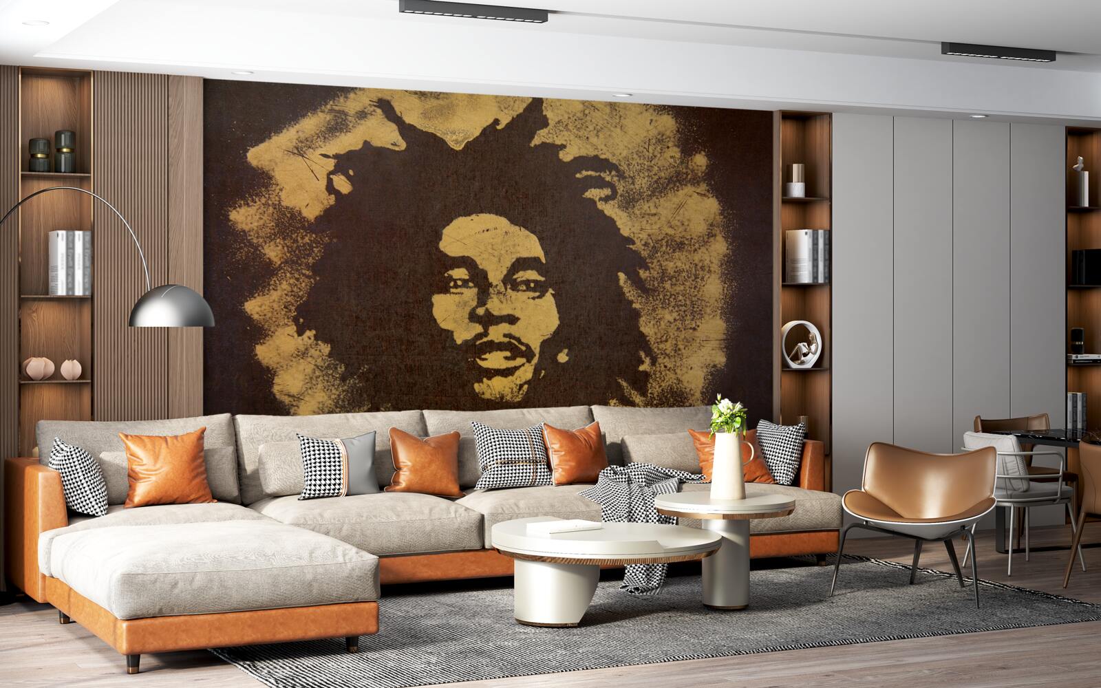 Фотошпалери чоловік з африканською зачіскою сидить на піску