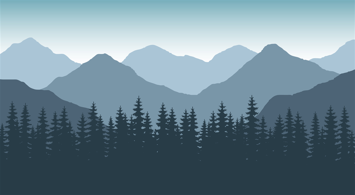 Фотошпалери туманні гори та хвойний ліс