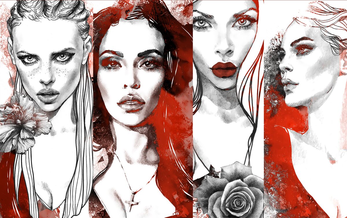 Фотошпалери чотири дівчини в різних стилях