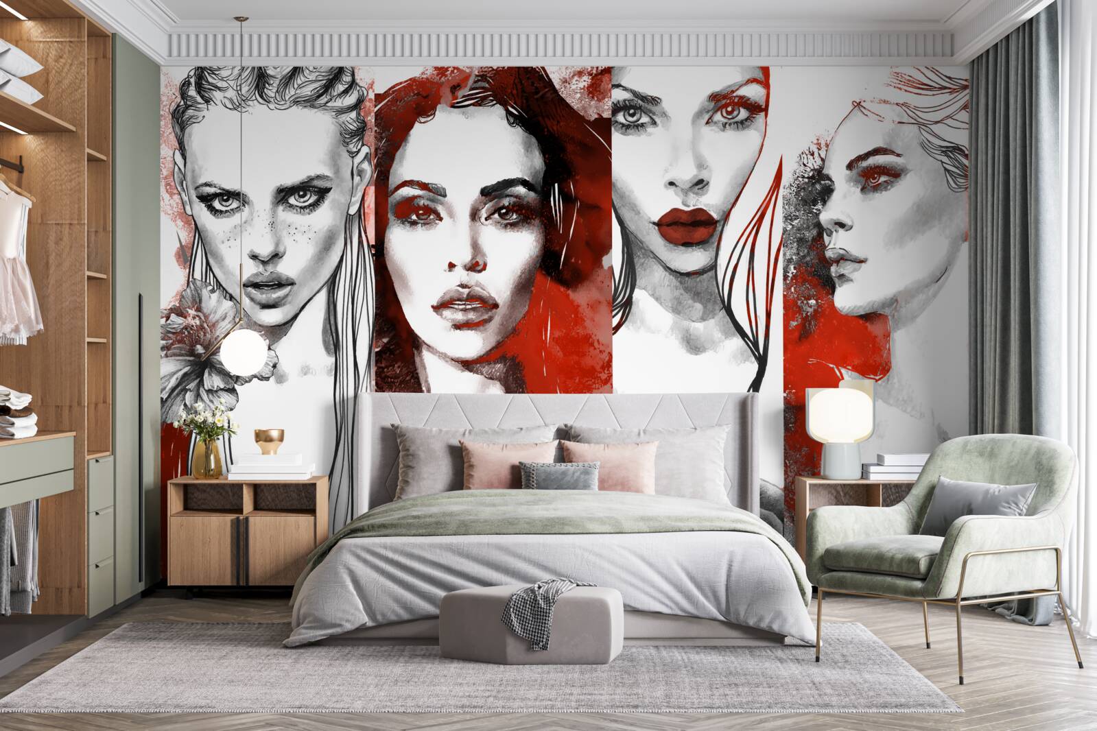 Фотошпалери чотири дівчини в різних стилях