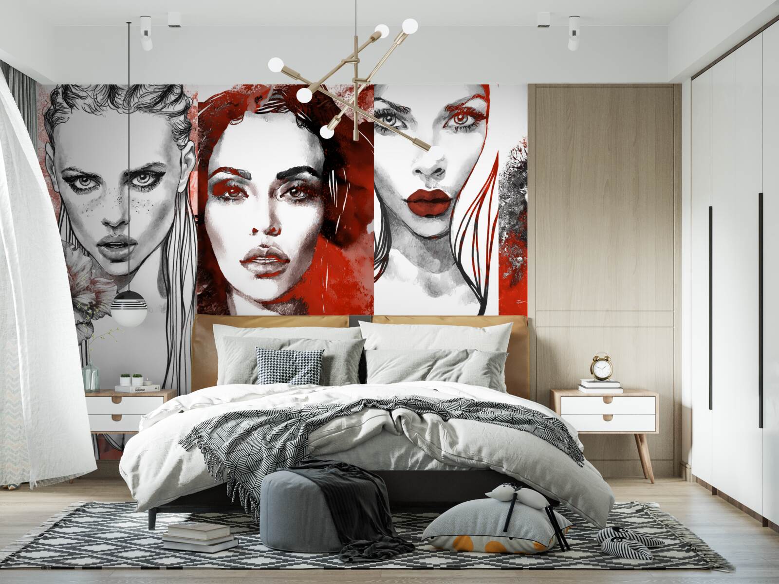 Фотошпалери чотири дівчини в різних стилях