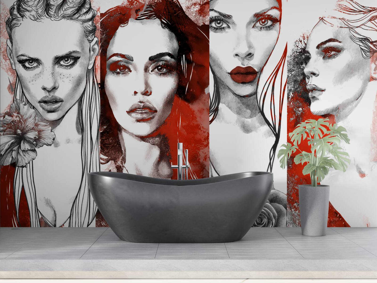 Фотошпалери чотири дівчини в різних стилях