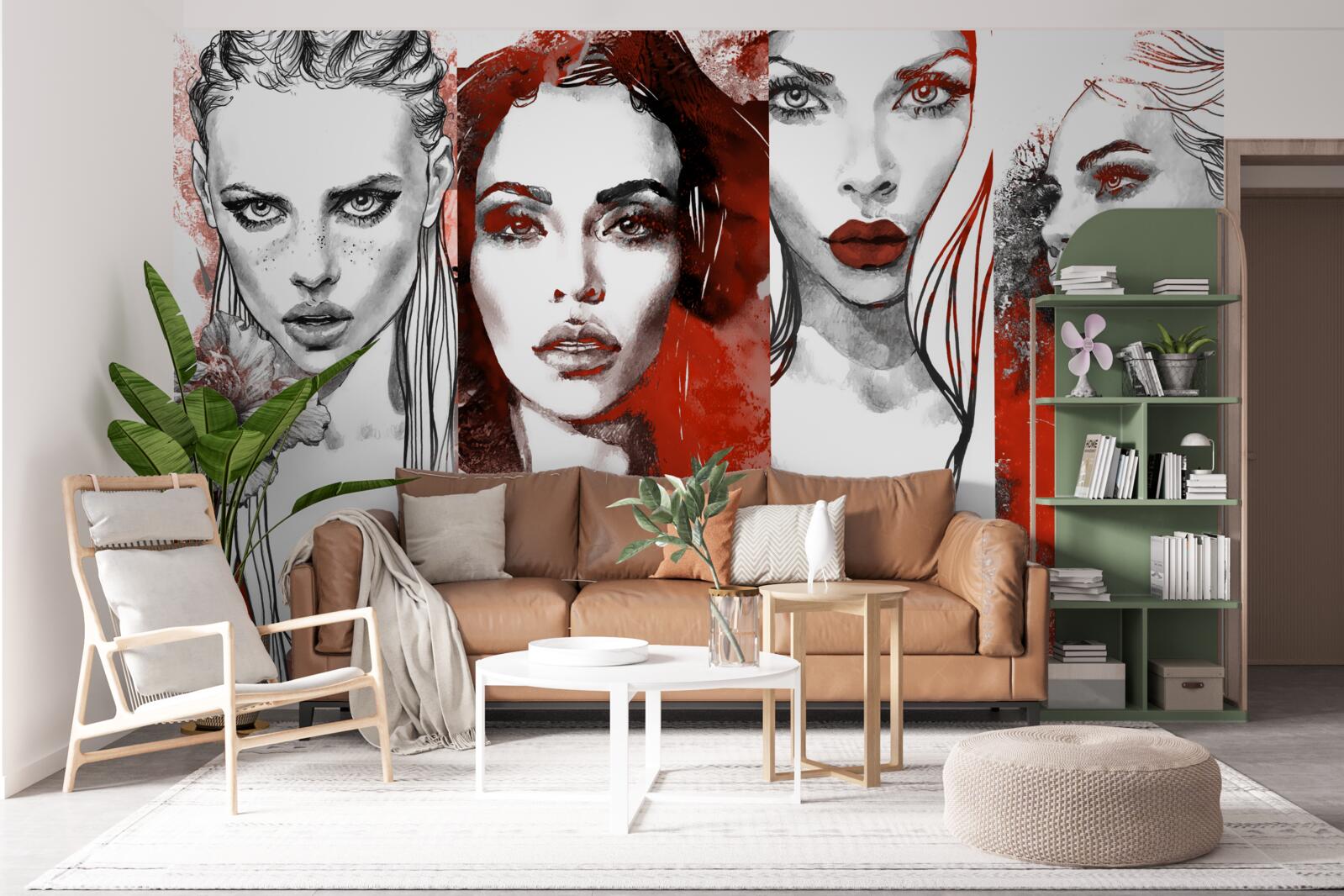 Фотошпалери чотири дівчини в різних стилях