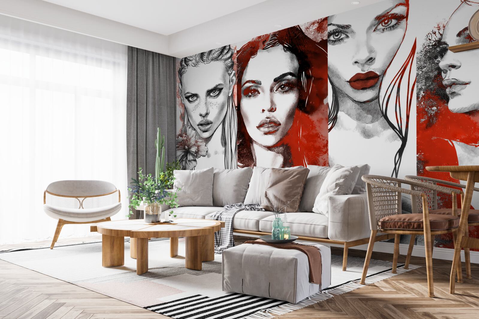 Фотошпалери чотири дівчини в різних стилях