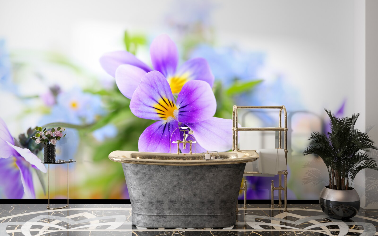 Фотошпалери в ясний день ніжні блакитні квіти