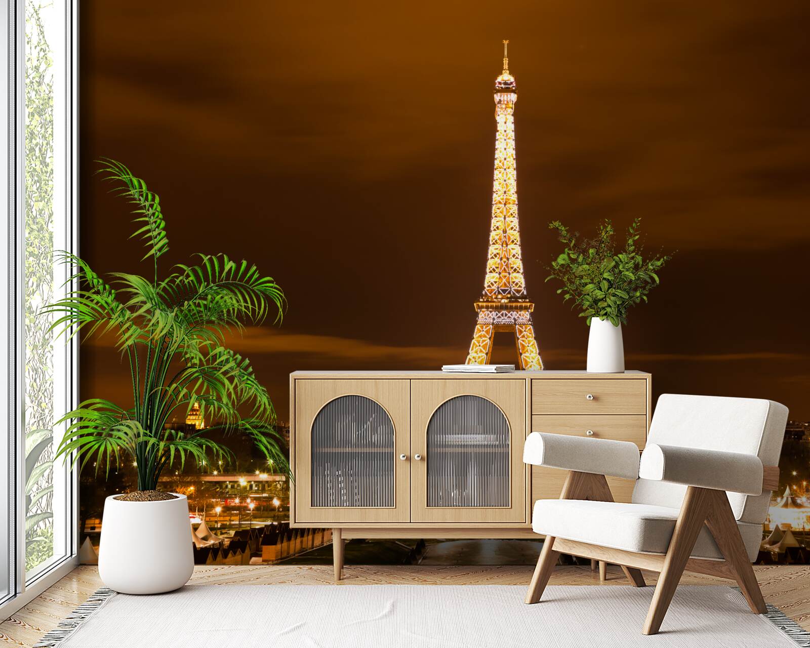 Фотошпалери Ейфелева вежа підсвічується вночі