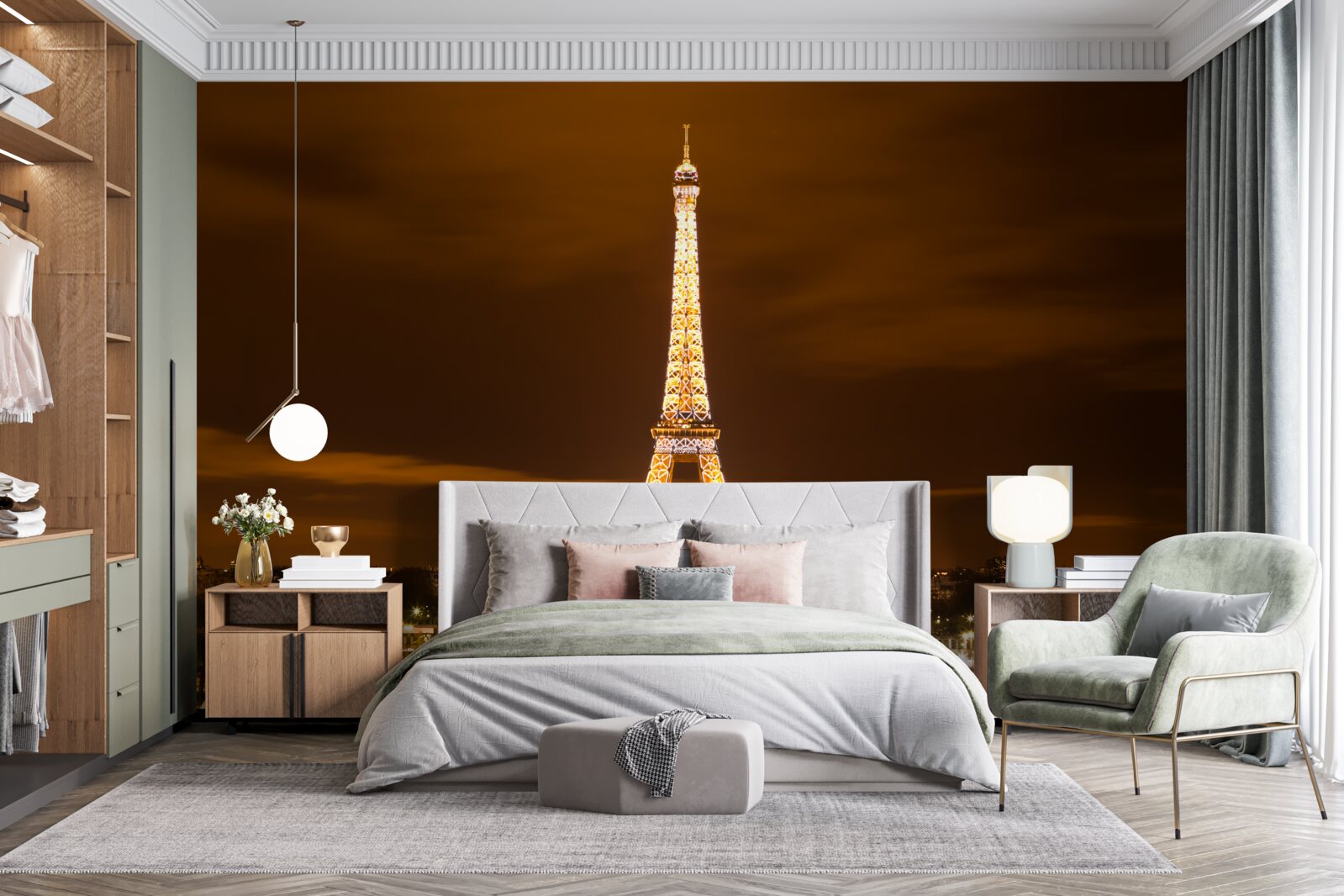 Фотошпалери Ейфелева вежа підсвічується вночі