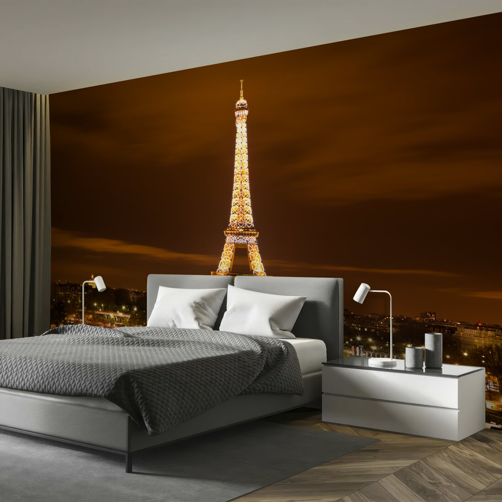 Фотошпалери Ейфелева вежа підсвічується вночі