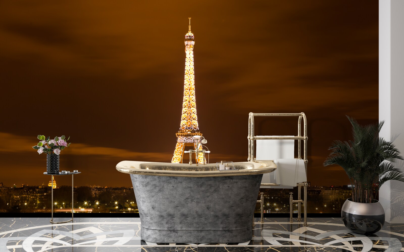 Фотошпалери Ейфелева вежа підсвічується вночі