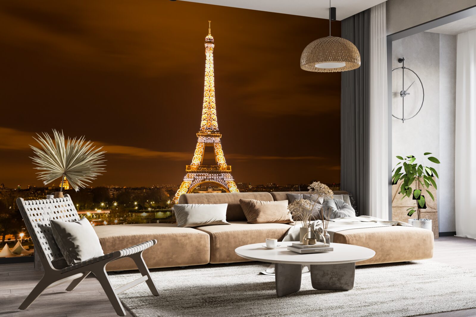 Фотошпалери Ейфелева вежа підсвічується вночі