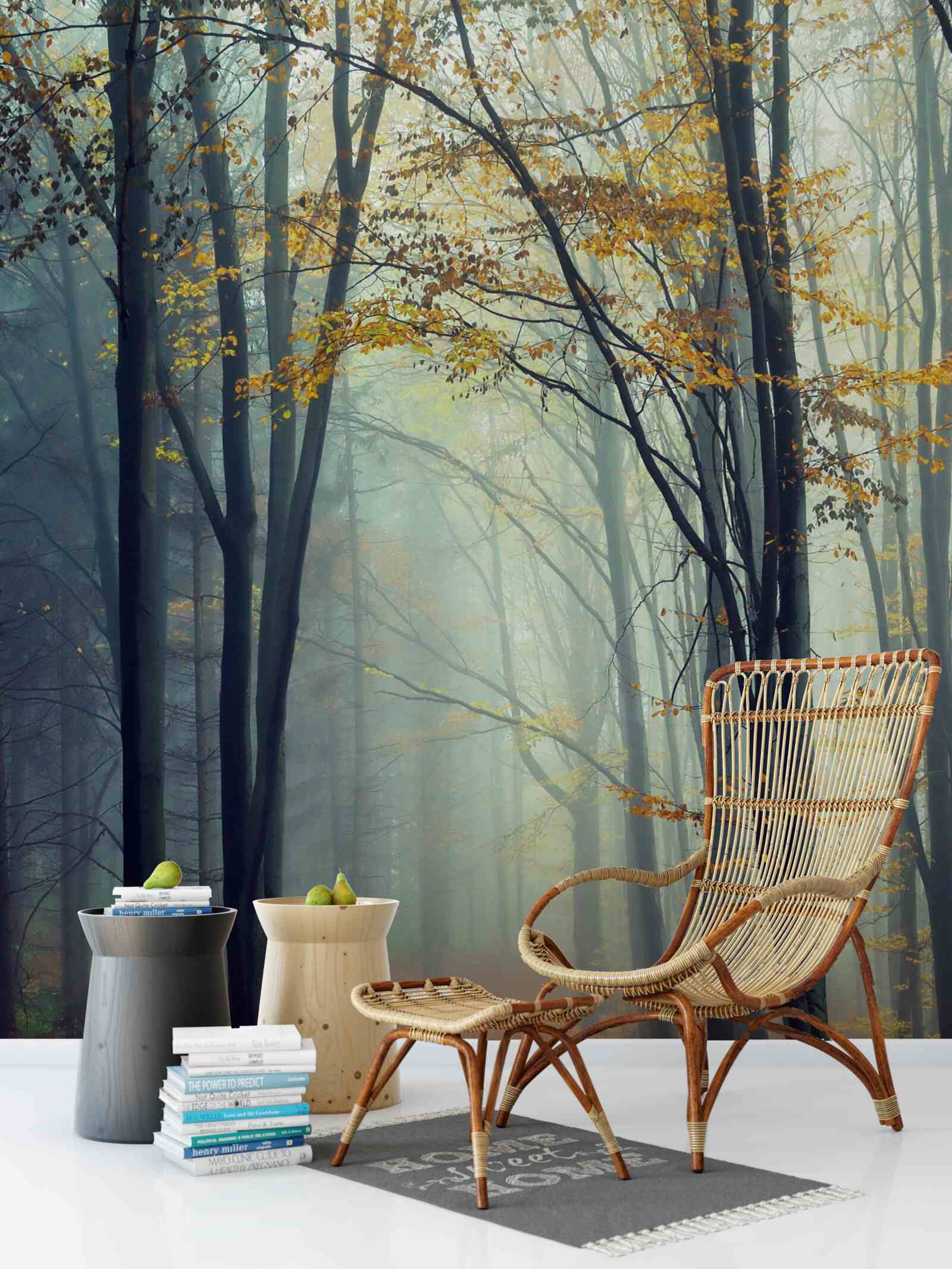 Фотошпалери осінній ліс, оповитий туманом