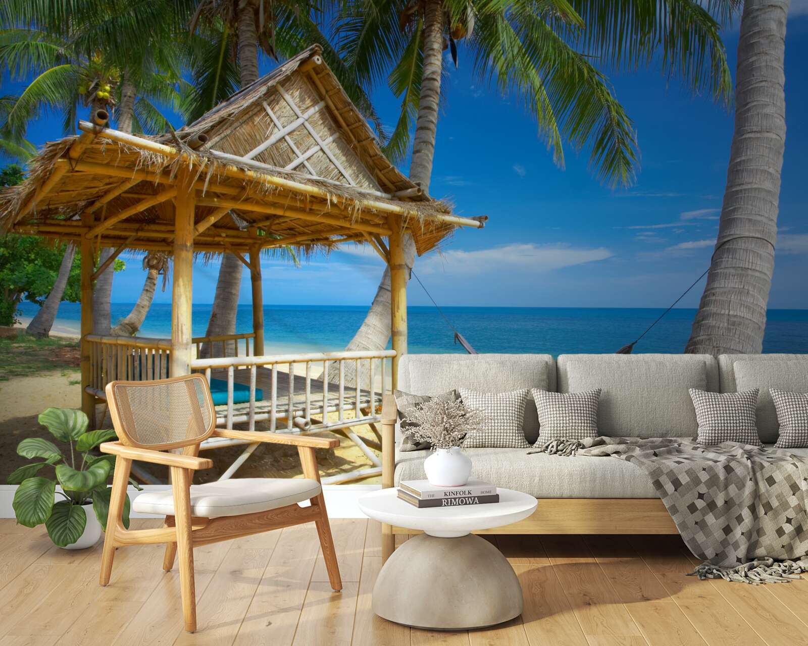 Фотошпалери зручна альтанка на набережній