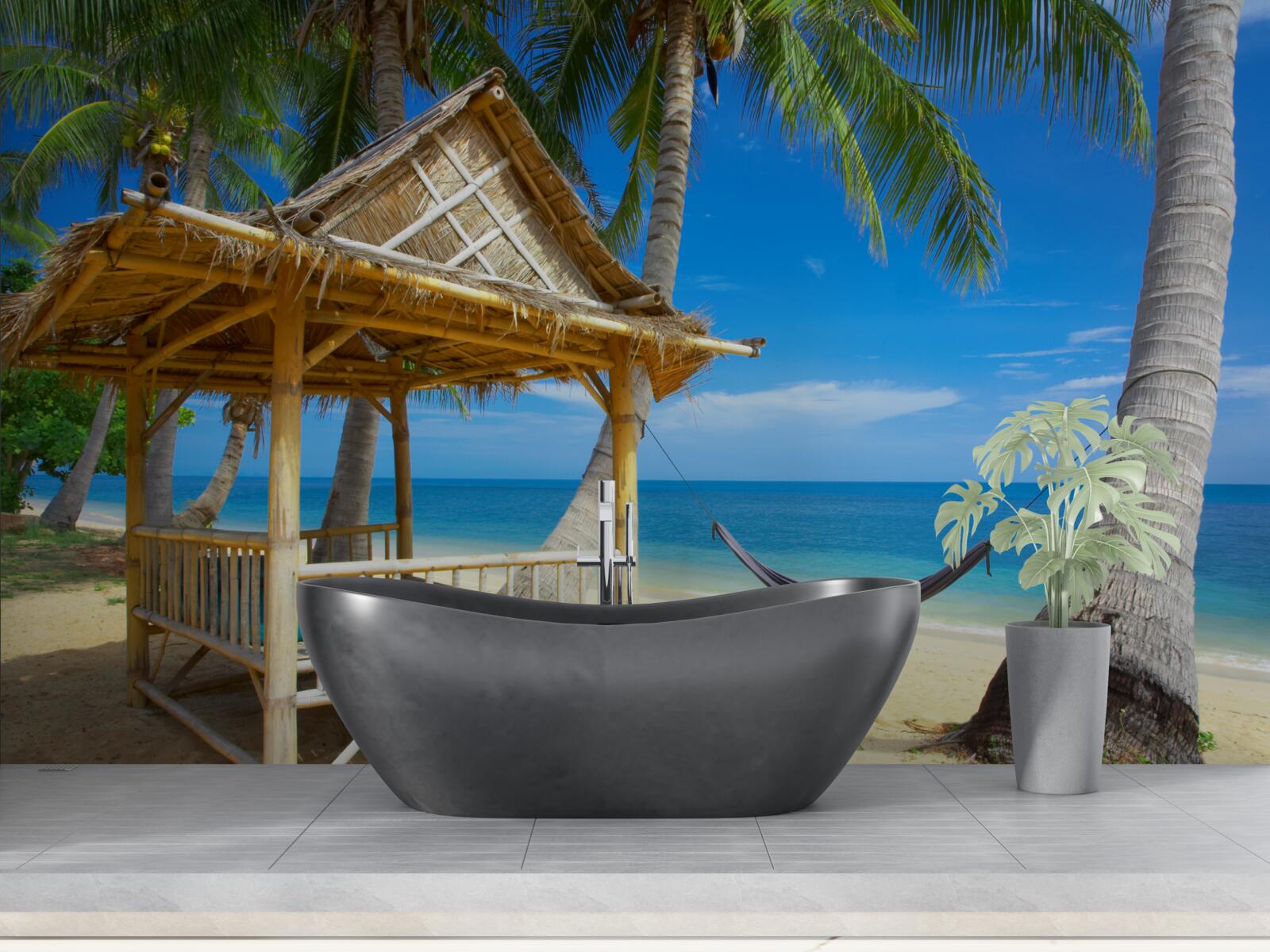 Фотошпалери зручна альтанка на набережній